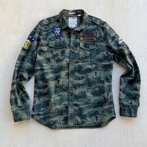 Superdry Overshirt Mens 2XL Camo Army Military Black Label Combat